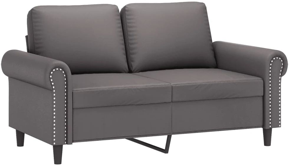 Sofa Sofos komplektas su pagalvėlėmis, 3 dalių, pilkas, dirbtinė oda