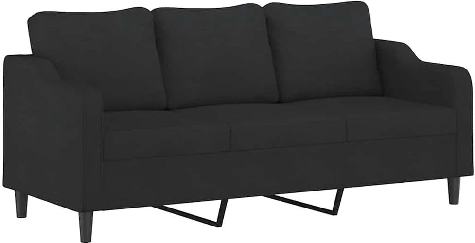 Sofa Sofos komplektas su pagalvėlėmis, 3 dalių, juodas, audinys