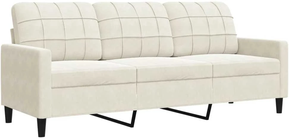 Sofa Sofos komplektas su pagalvėlėmis, 3 dalių, kreminis, aksomas