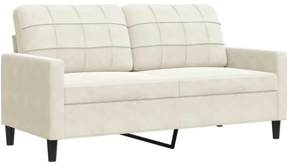Sofa Sofos komplektas su pagalvėlėmis, 3 dalių, kreminis, aksomas