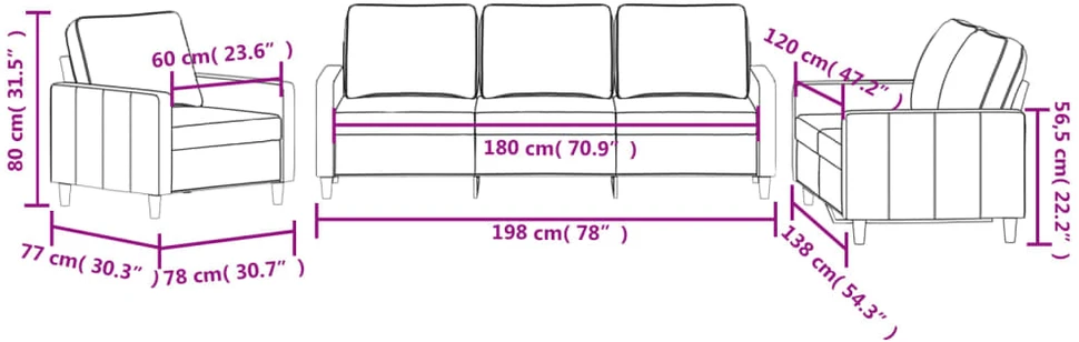 Sofa Sofos komplektas su pagalvėlėmis, 3 dalių, vyno, aksomas