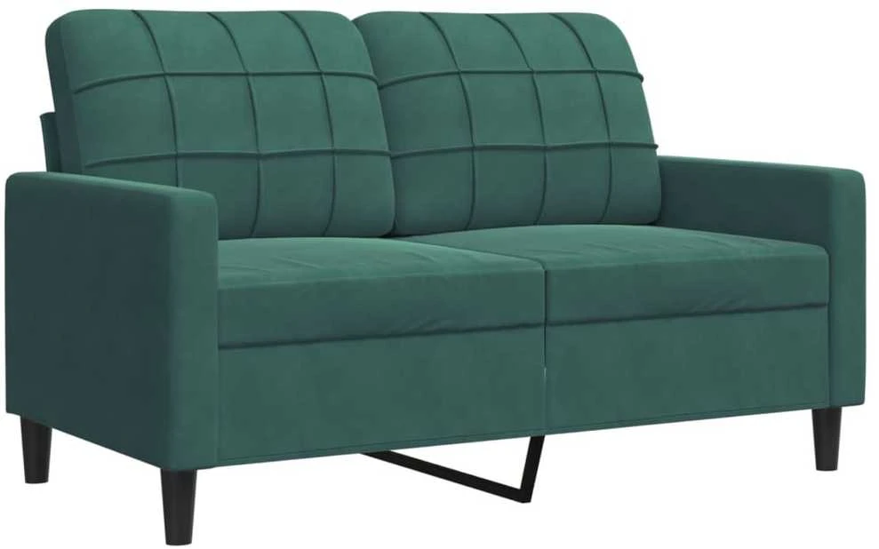 Sofa Sofos komplektas su pagalvėlėmis, 3 dalių, žalias, aksomas
