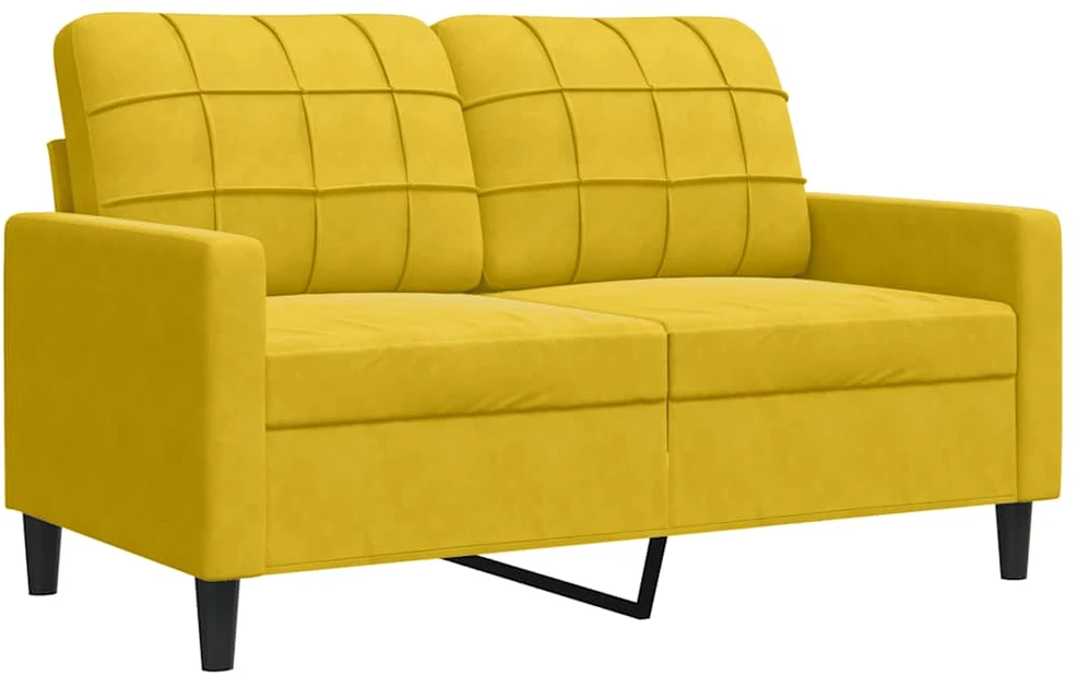 Sofa Sofos komplektas su pagalvėlėmis, 3 dalių, geltonas, aksomas