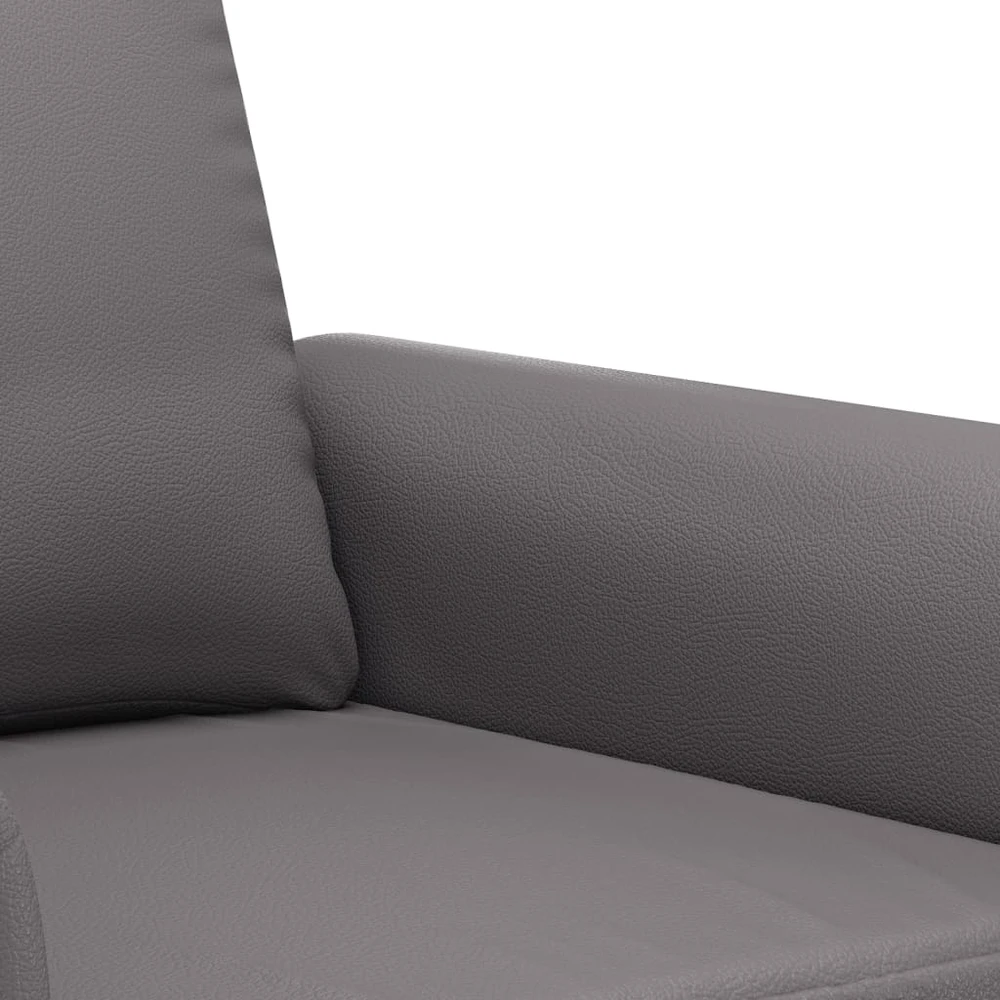 Sofa Sofos komplektas su pagalvėlėmis, 3 dalių, pilkas, dirbtinė oda