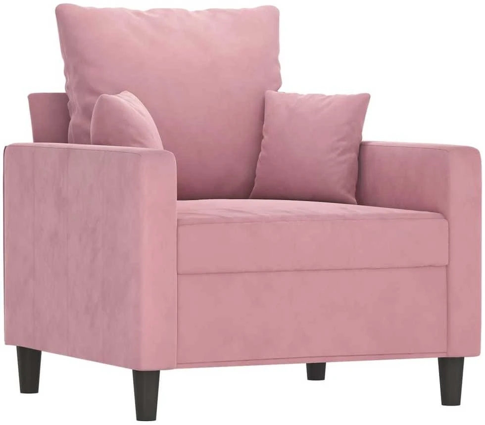Sofa Sofos komplektas su pagalvėlėmis, 3 dalių, rožinis, aksomas