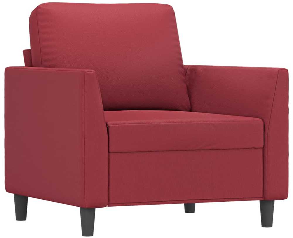 Sofa Sofos komplektas su pagalvėlėmis, 3 dalių, vyno, dirbtinė oda