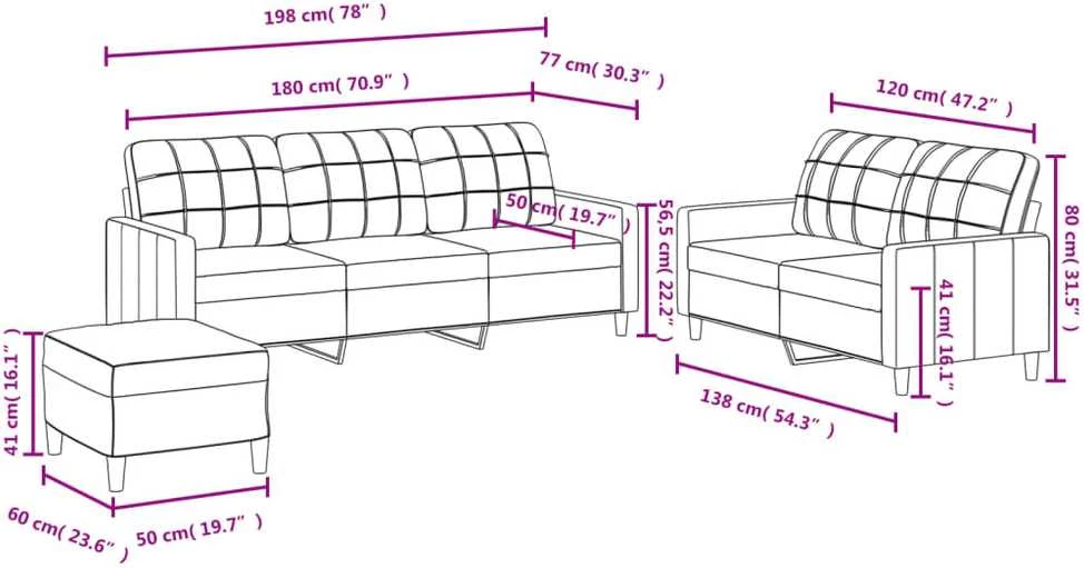 Sofa Sofos komplektas su pagalvėlėmis, 3 dalių, juodas, audinys
