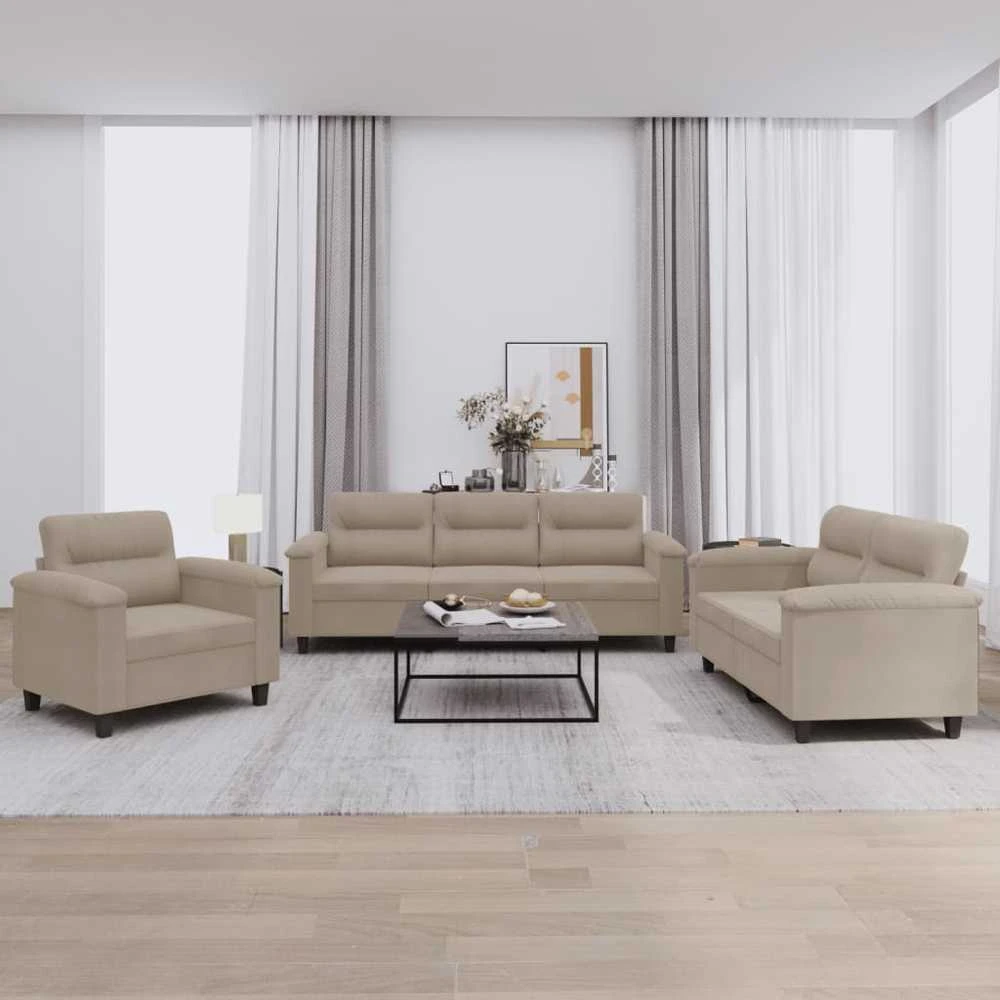 Sofa Sofos komplektas su pagalvėlėmis, 3 dalių, taupe, audinys