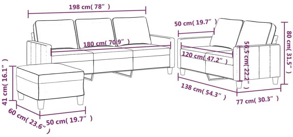 Sofa Sofos komplektas su pagalvėlėmis, 3 dalių, mėlynas, aksomas