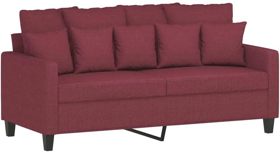 Sofa Sofos komplektas su pagalvėlėmis, 3 dalių, vyno, audinys