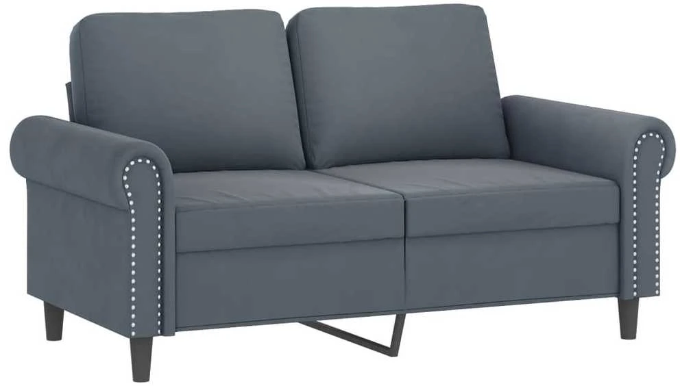 Sofa Sofos komplektas su pagalvėlėmis, 3 dalių, pilkas, aksomas