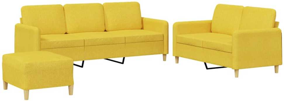Sofa Sofos komplektas su pagalvėlėmis, 3 dalių, geltonas, audinys