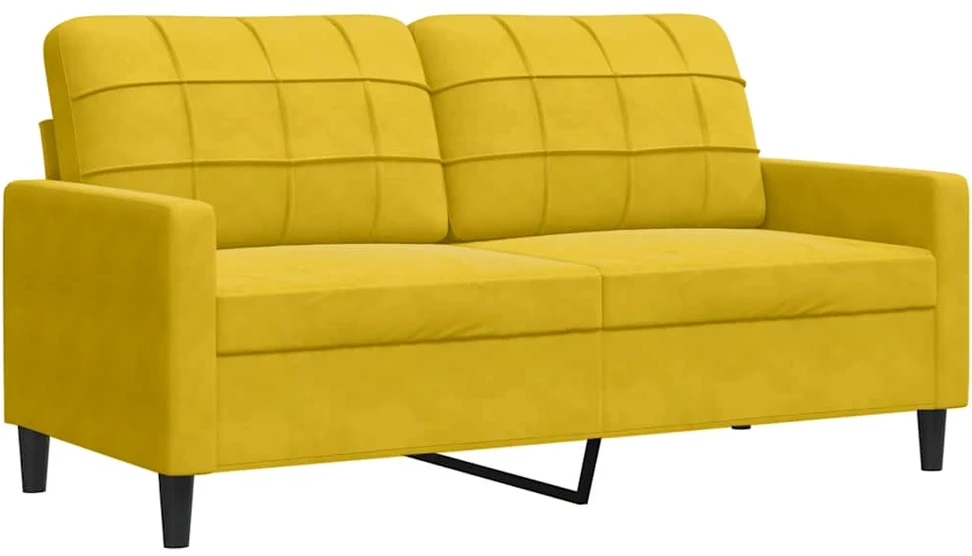 Sofa Sofos komplektas su pagalvėlėmis, 3 dalių, geltonas, aksomas