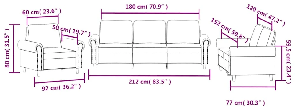 Sofa Sofos komplektas su pagalvėlėmis, 3 dalių, geltonas, aksomas
