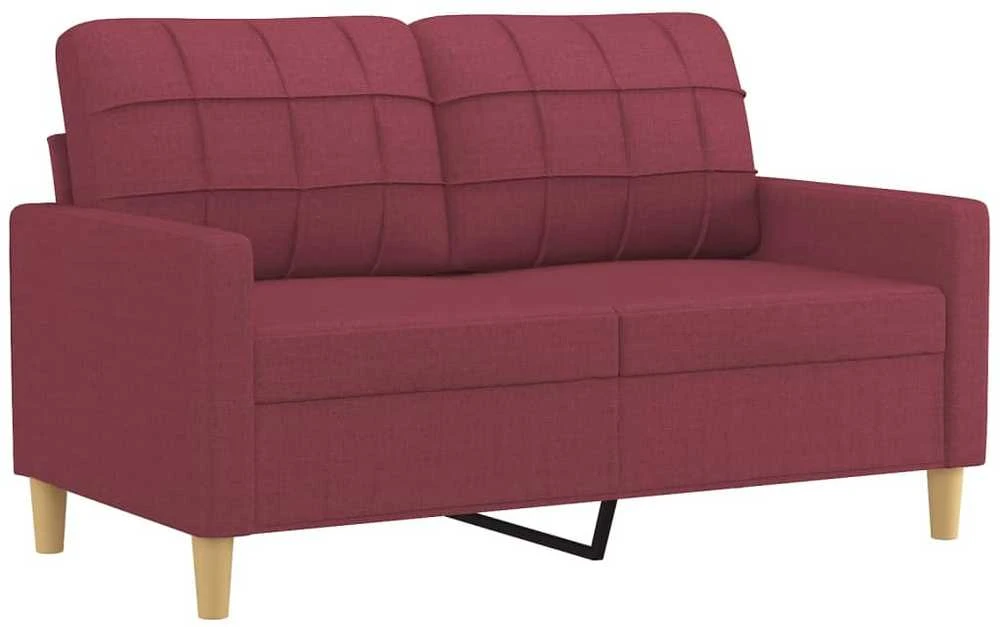 Sofa Sofos komplektas su pagalvėlėmis, 3 dalių, vyno, audinys