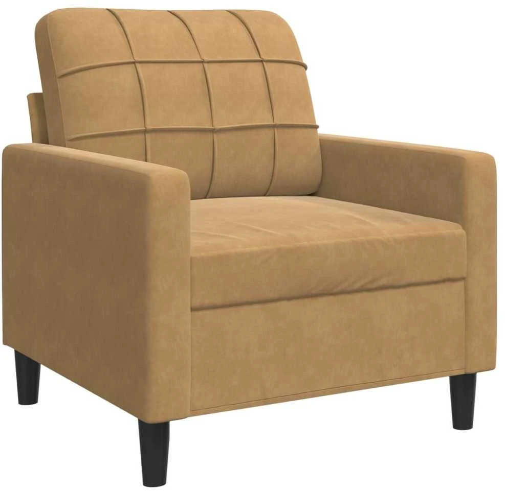 Sofa Sofos komplektas su pagalvėlėmis, 3 dalių, rudas, aksomas