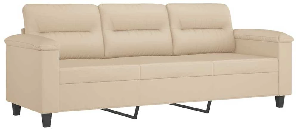 Sofa Sofos komplektas su pagalvėlėmis, 3 dalių, kreminis, audinys