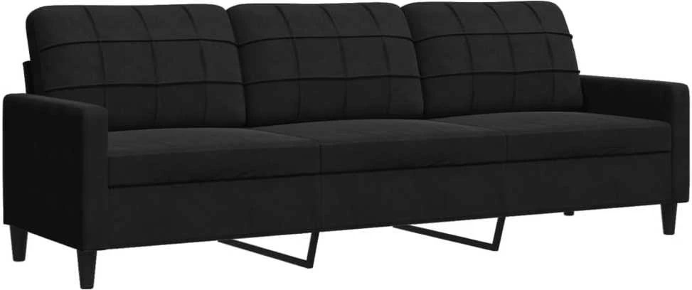 Sofa Sofos komplektas su pagalvėlėmis, 3 dalių, juodas, aksomas
