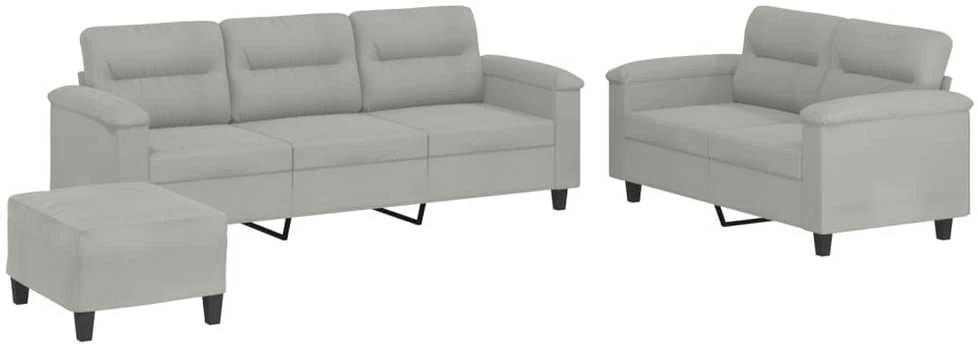 Sofa Sofos komplektas su pagalvėlėmis, 3 dalių, pilkas, audinys