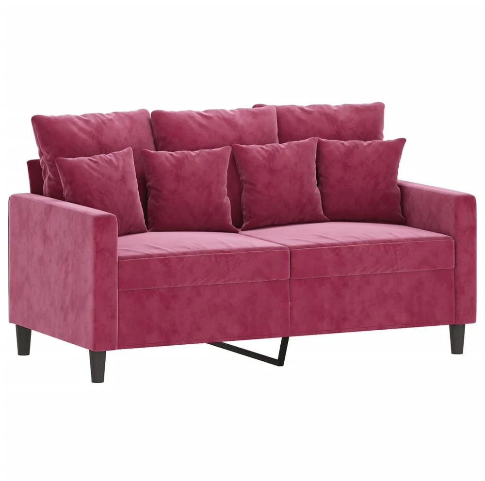 Sofa Sofos komplektas su pagalvėlėmis, 3 dalių, vyno, aksomas