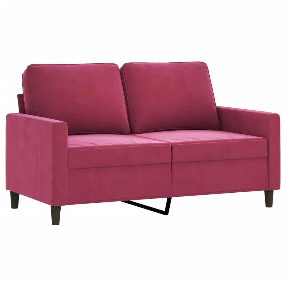 Sofa Sofos komplektas su pagalvėlėmis, 3 dalių, vyno, aksomas