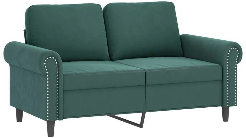 Sofa Sofos komplektas su pagalvėlėmis, 3 dalių, žalias, aksomas