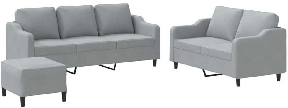 Sofa Sofos komplektas su pagalvėlėmis, 3 dalių, pilkas, audinys