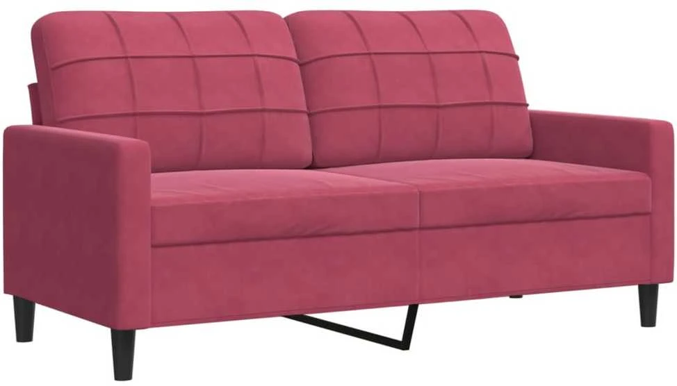 Sofa Sofos komplektas su pagalvėlėmis, 3 dalių, vyno, aksomas