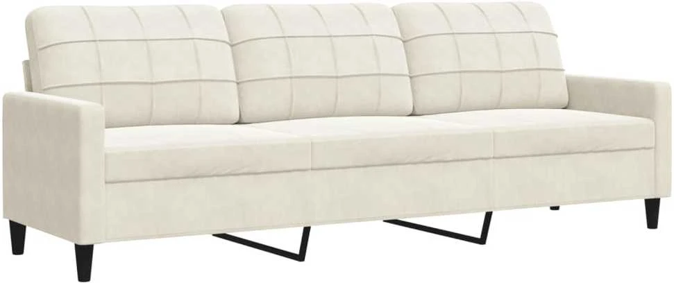 Sofa Sofos komplektas su pagalvėlėmis, 3 dalių, kreminis, aksomas