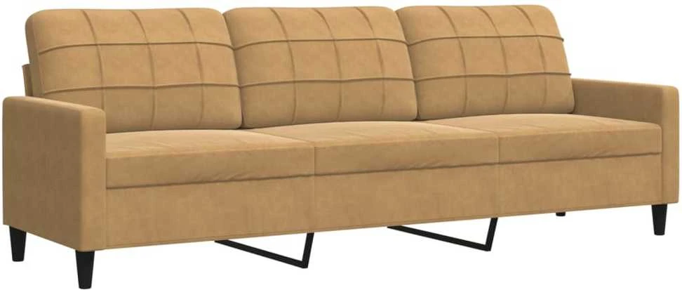 Sofa Sofos komplektas su pagalvėlėmis, 3 dalių, rudas, aksomas