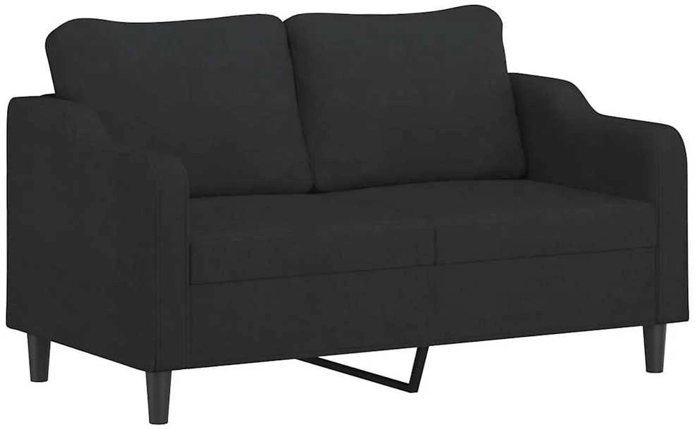 Sofa Sofos komplektas su pagalvėlėmis, 3 dalių, juodas, audinys