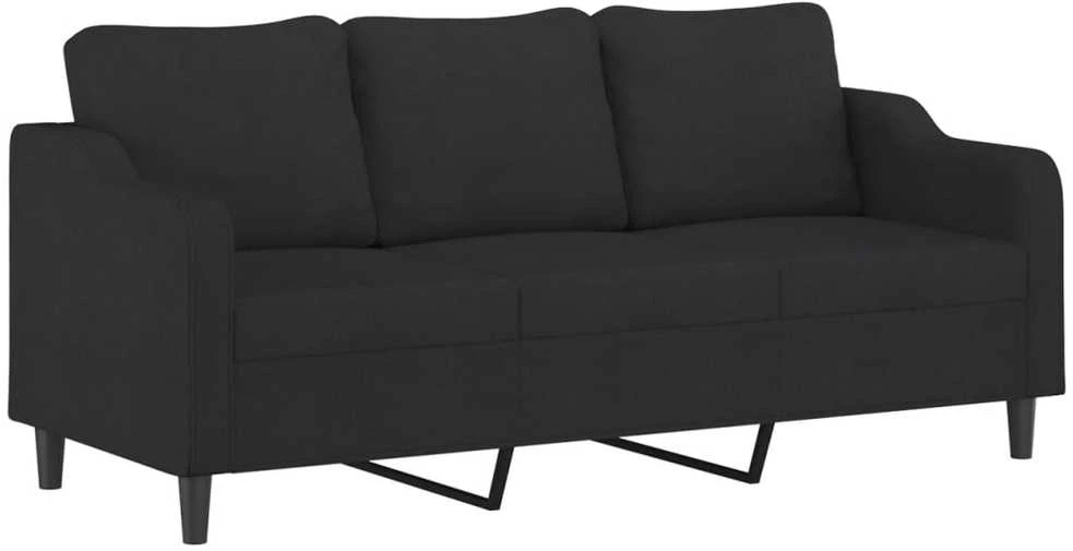 Sofa Sofos komplektas su pagalvėlėmis, 3 dalių, juodas, audinys