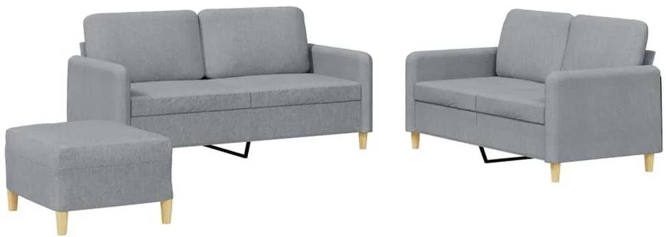 Sofa Sofos komplektas su pagalvėlėmis, 3 dalių, pilkas, audinys