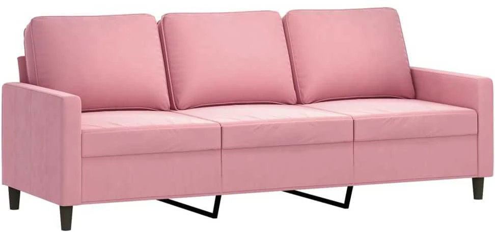 Sofa Sofos komplektas su pagalvėlėmis, 3 dalių, rožinis, aksomas