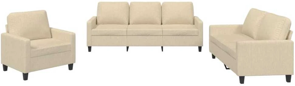 Sofa Sofos komplektas su pagalvėlėmis, 3 dalių, kreminis, audinys