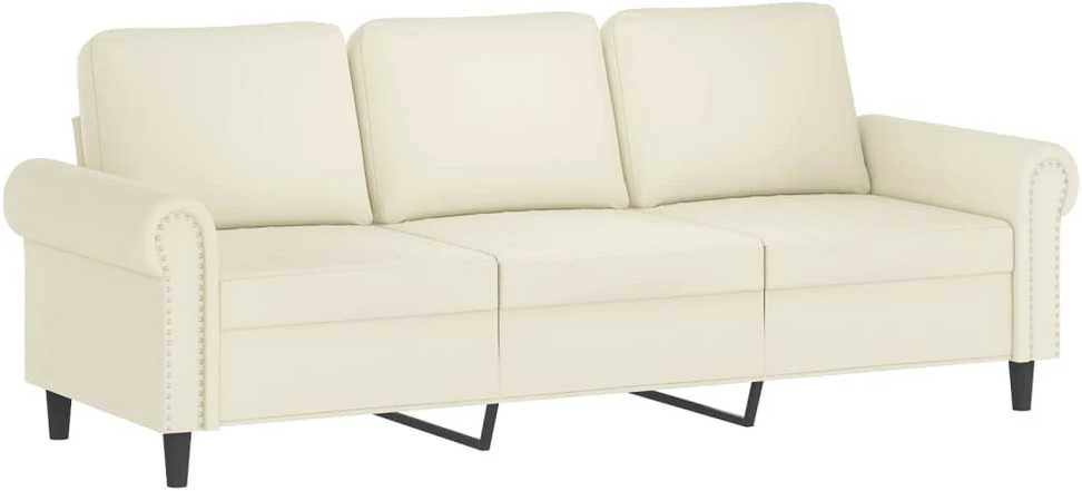 Sofa Sofos komplektas su pagalvėlėmis, 3 dalių, kreminis, aksomas