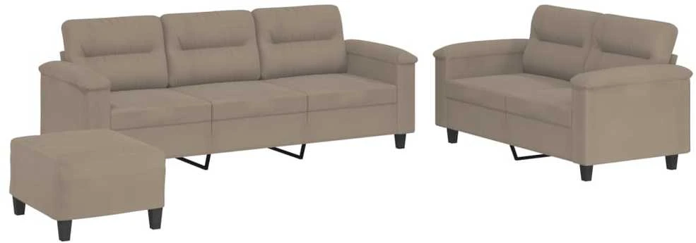 Sofa Sofos komplektas su pagalvėlėmis, 3 dalių, taupe, audinys