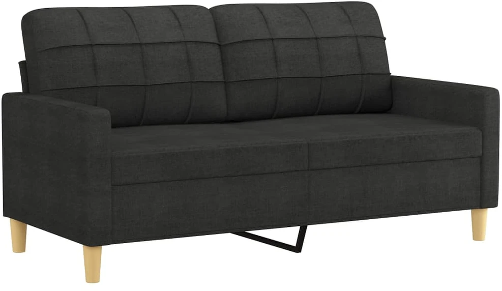 Sofa Sofos komplektas su pagalvėlėmis, 3 dalių, juodas, audinys