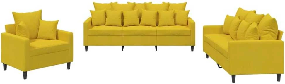 Sofa Sofos komplektas su pagalvėlėmis, 3 dalių, geltonas, aksomas