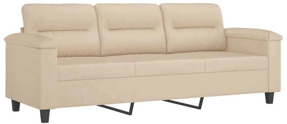 Sofa Sofos komplektas su pagalvėlėmis, 3 dalių, kreminis, audinys