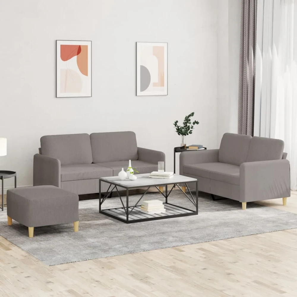 Sofa Sofos komplektas su pagalvėlėmis, 3 dalių, taupe, audinys