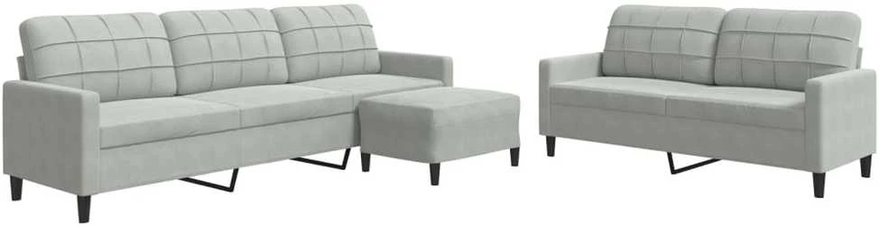 Sofa Sofos komplektas su pagalvėlėmis, 3 dalių, pilkas, aksomas