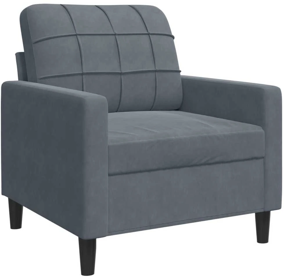 Sofa Sofos komplektas su pagalvėlėmis, 3 dalių, pilkas, aksomas