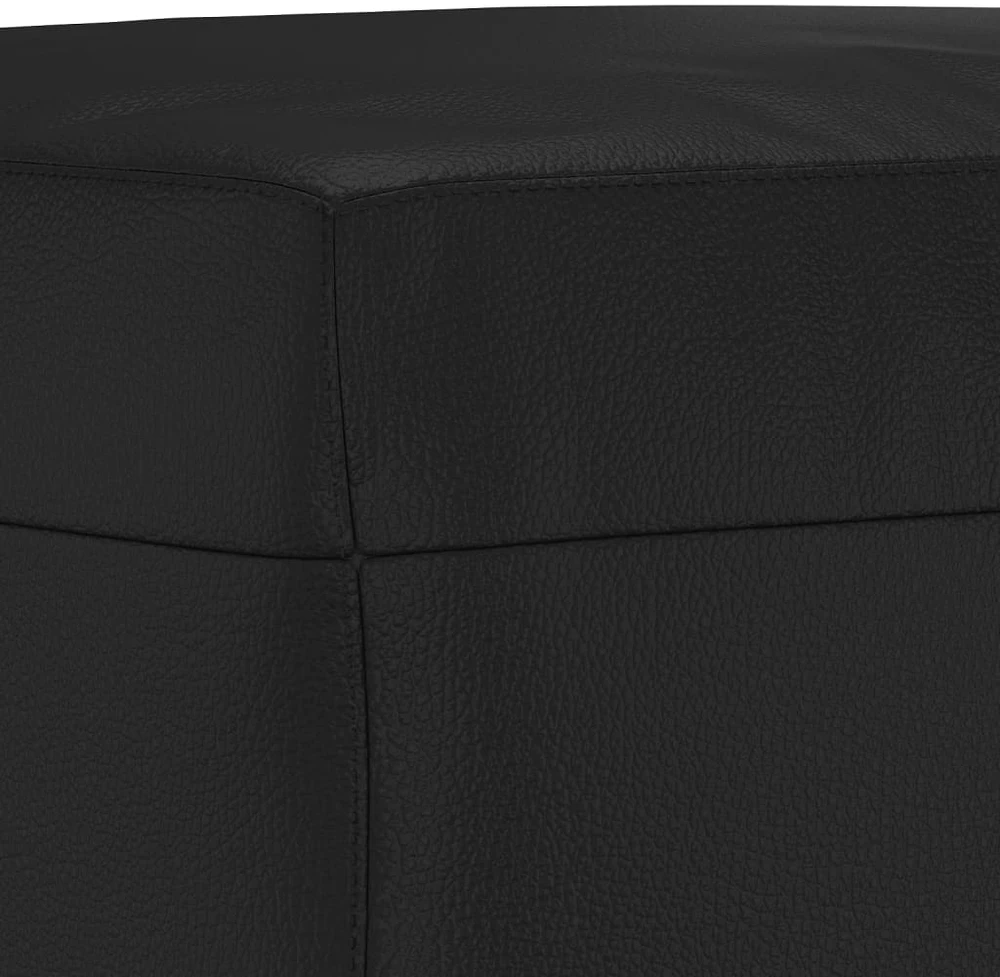Sofa Sofos komplektas su pagalvėlėmis, 3 dalių, juodas, dirbtinė oda