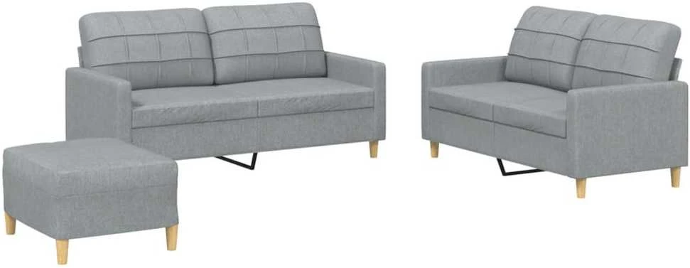 Sofa Sofos komplektas su pagalvėlėmis, 3 dalių, pilkas, audinys