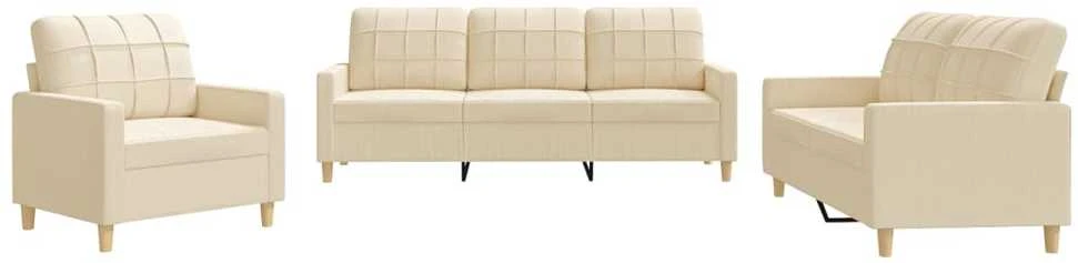 Sofa Sofos komplektas su pagalvėlėmis, 3 dalių, kreminis, audinys