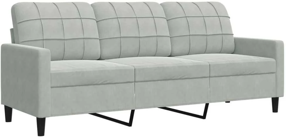 Sofa Sofos komplektas su pagalvėlėmis, 3 dalių, pilkas, aksomas