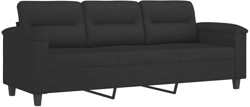 Sofa Sofos komplektas su pagalvėlėmis, 3 dalių, juodas, audinys