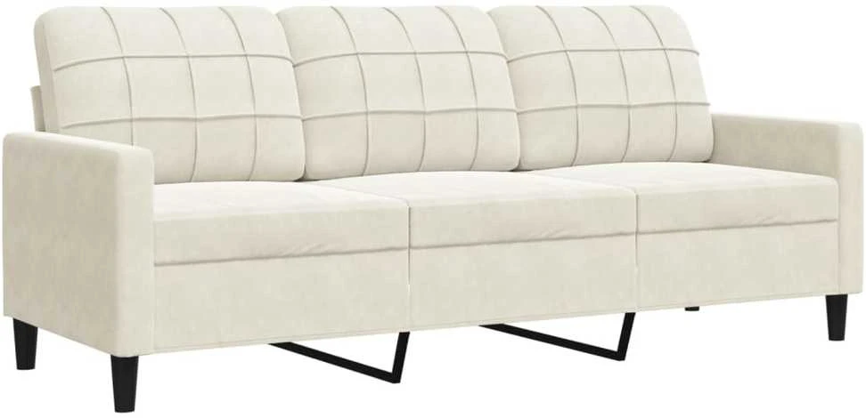 Sofa Sofos komplektas su pagalvėlėmis, 3 dalių, kreminis, aksomas
