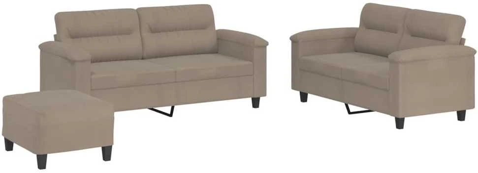 Sofa Sofos komplektas su pagalvėlėmis, 3 dalių, taupe, audinys